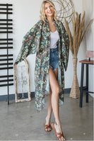 Oli & Hali Floral Printed Kimono in Brown Kimonos Oli & Hali   