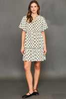 Umgee Baby Doll Floral Print Mini Dress in Cream Mix