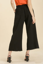 Load image into Gallery viewer, Umgee Wide Leg Pants with Elastic Waist Band &amp; Unfinished Hem in Black Pants Umgee   
