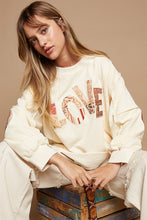 Load image into Gallery viewer, POL Solid Color French Terry Top with LOVE Patches in Cream
