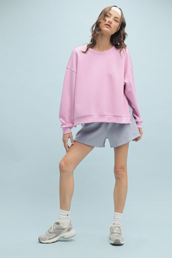 Wishlist OVERSIZED Knit Top with Side Snaps in Hibiscus