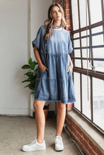 Load image into Gallery viewer, Mittoshop Oversized Tiered Mini Dress in Denim ON ORDER
