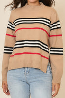 Cozy Co. Multi Striped Knit Sweater in Mocha