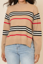 Load image into Gallery viewer, Cozy Co. Multi Striped Knit Sweater in Mocha
