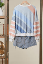 Load image into Gallery viewer, mello. Colorblock Textured Stripe Pullover Top in Off White
