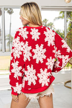 Load image into Gallery viewer, BiBi Christmas Snowflake Pullover Top in Red
