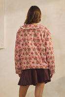 LovLov Vintage Quilted Floral Sailor Jacket in Floral Mauve
