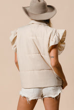 Load image into Gallery viewer, BiBi Solid Color Puff Vest with Ruffle Details in Sand
