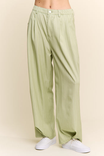 J.nna Striped Relax Fit Slacks in Pistachio