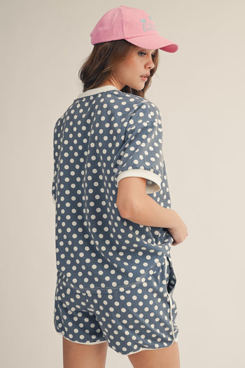 LovLov Daydream In Polka Dots Set in Denim Blue
