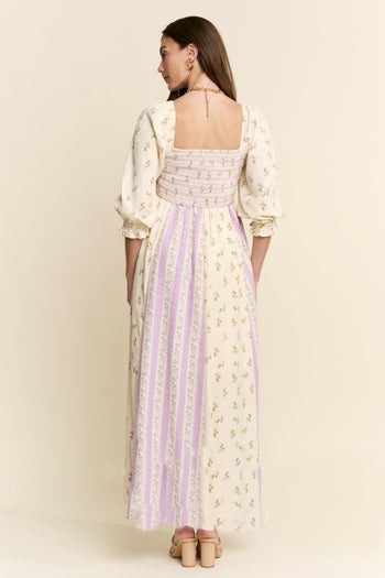J.nna Mixed Multi Floral Maxi Dress in Lavender Multi