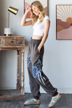 Load image into Gallery viewer, Oli &amp; Hali Mineral Washed Denim Star Patched Joggers in Mocha
