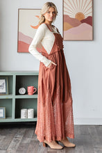 Load image into Gallery viewer, Oli &amp; Hali Mineral Washed Solid Color Skirtall with Lace Detail in Copper Brown
