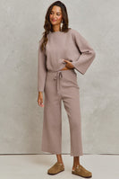 So Me Ribbed Knit Sweater Set in Ash Brown