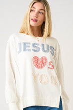 Load image into Gallery viewer, Mittoshop Jesus Loves You Patchwork Sweatshirt in Off White
