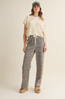LovLov Luxe Leopard Relaxed Pants With Side Trim in Leopard/Taupe
