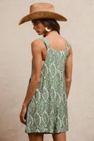 BiBi Floral Print Short Overalls in Sage