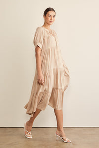 In February Flowy Tiered Maxi Dress in Latte Dress In February   