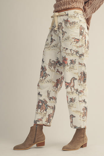 LovLov Frontier Reverie Equestrian Narrative Pants in Multi