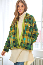 Load image into Gallery viewer, Davi &amp; Dani Plaid Jacket in Kiwi/Blue
