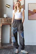 Load image into Gallery viewer, Oli &amp; Hali Mineral Washed Denim Star Patched Joggers in Mocha
