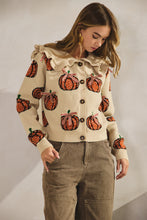Load image into Gallery viewer, LovLov Sailor Collar Pumpkin with Ribbon Cardigan in Oatmeal
