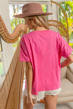 Load image into Gallery viewer, BiBi Game Day Football Sequin Patch Top in Hot Pink
