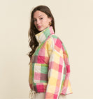 J.nna Colorful Plaid Puffer Jacket in Rainbow