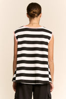 Davi & Dani Contrasting Striped Sleeveless Top in Black White