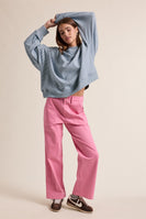 Wishlist Striped Drop Shoulder Sweatshirt in Ivory/Blue