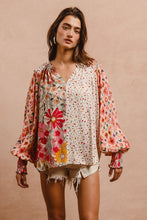 Load image into Gallery viewer, BiBi Mix n Match Floral and Abstract Print Peasant Top in Rose Mix
