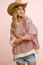 Load image into Gallery viewer, BiBi OVERSIZED Lightweight Knit Retro Floral Print Top in Cream/Red Flower

