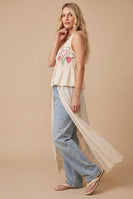 J.nna Heart-Bloom Lace Maxi Vest in Beige