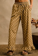Load image into Gallery viewer, So Me Polka Dot Print Waist Elastic Ruffle Pants in Beige/White
