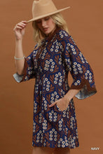 Load image into Gallery viewer, Umgee Floral Print Smocked Waist Dress in Navy
