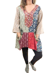 Sacred Threads Vintage Vineyard Patchwork Tunic Top Shirts & Tops Sacred Threads   