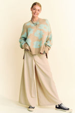 Load image into Gallery viewer, Davi &amp; Dani OVERSIZED Knit Sweater with Floral Print in Taupe/Mint
