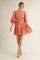Jodifl Geo Floral Belted Dress in Multi