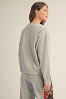 Jodifl Side Animal Contrast Accent Casual Sweatshirt in Heather Grey