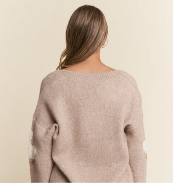 J.nna Soft Knit Duck Cardigan in Taupe
