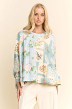 Load image into Gallery viewer, Davi &amp; Dani Vintage Print Knit Top in Blue Combo
