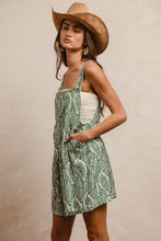 Load image into Gallery viewer, BiBi Floral Print Short Overalls in Sage
