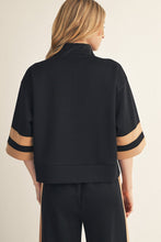 Load image into Gallery viewer, Jodifl Contrast Detail Casual Half Zip Up Top in Black
