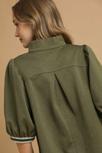 Load image into Gallery viewer, Umgee Textured Knit Top with Contrasting Stripe Details in Olive

