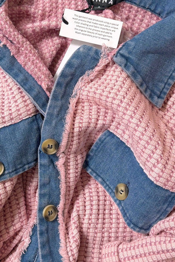 J.nna Retro-Remix Waffle Romper in Washed Pink
