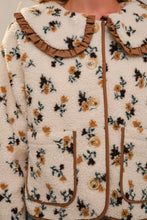 Load image into Gallery viewer, Blue B Floral Print Sherpa Jacket in Brown
