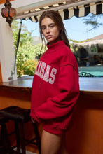 Load image into Gallery viewer, BucketList 'Arkansas' Embroidered Appliqué Sweatshirt in Crimson with Crimson Stripe
