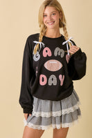 Main Strip Game Day Patchwork Top in Black