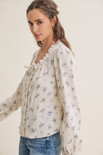 Load image into Gallery viewer, In February Floral Cotton Gauze Blouse in Dusty Blue
