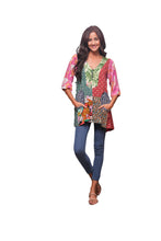 Load image into Gallery viewer, Sacred Threads Botanical Patchwork Tunic Top with Pockets Shirts &amp; Tops Sacred Threads   
